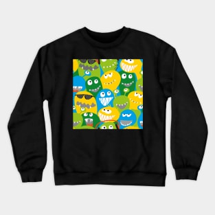 monster fun - green, yellow, blue Crewneck Sweatshirt